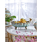 Чаша из голубого фарфора на бронзовых ножках с рисунком цветов и фигурками стрекоз Blue Garden варинант исполнения - 2 | Loft Concept в Омске