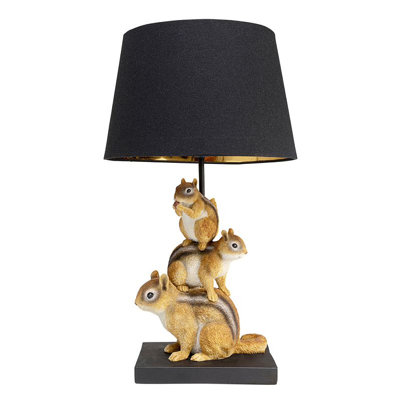 Настольная лампа в детскую Бурундуки Черный Золотой Бежевый в Омске | Loft Concept 