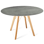 Стол обеденный с серой овальной столешницей из керамики на четырех деревянных ножках Gray Ceramics варинант исполнения - 6 | Loft Concept в Омске