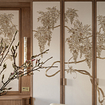 Обои с вышивкой ручной работы Deco Wisteria ﻿Midas colourway on Liso Pearl wool sateen варинант исполнения - 3 | Loft Concept в Омске