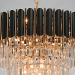 Люстра из черного металла с многоярусными подвесками из прозрачного хрусталя на золотой цепи Empire Black Chandelier Crystal варинант исполнения - 9 | Loft Concept в Омске