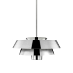 Подвесной светильник с широким многоярусным металлическим плафоном цвета никель в современном стиле Feiss варинант исполнения - 1 | Loft Concept в Омске