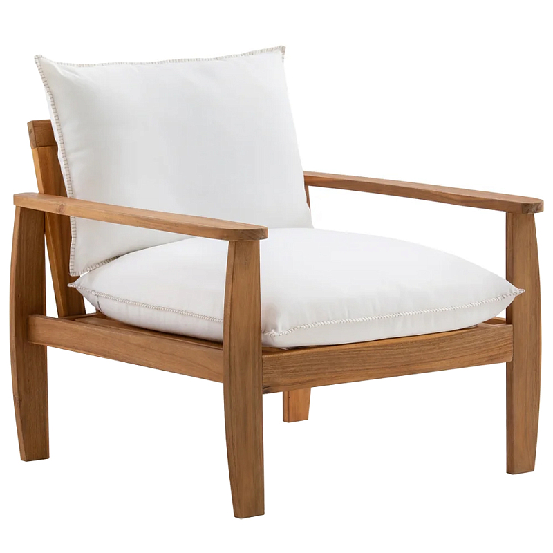 Кресло с каркасом из массива акации Melody Wooden Chair Коричневый Белый Кресло с каркасом из массива акации Melody Wooden Chair Коричневый Белый в Омске | Loft Concept