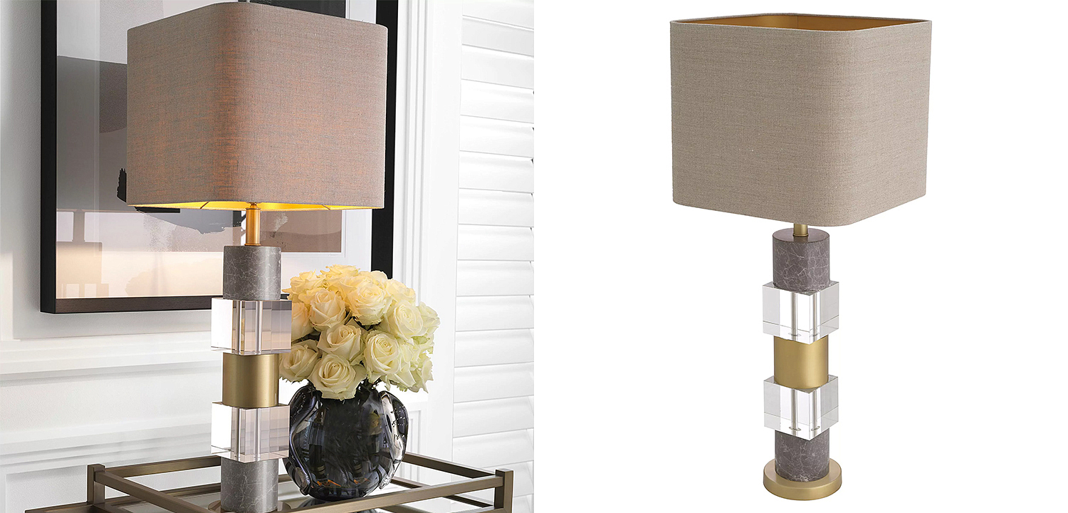 Настольная лампа Eichholtz Table Lamp Cullingham Grey Marble Настольная лампа Eichholtz Table Lamp Cullingham Grey Marble - Loft-Concept в Омске