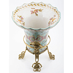 Ваза из голубого фарфора с рисунком птиц и цветов и декоративными элементами Blue Garden варинант исполнения - 3 | Loft Concept в Омске