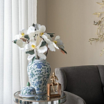 Ваза с крышкой и зелено-голубым рисунком на белом фоне 51 см Blue & White Ornament варинант исполнения - 5 | Loft Concept в Омске