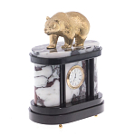 Часы настольные бронзовые с декором в виде медведя Bear Stone Clock варинант исполнения - 3 | Loft Concept в Омске