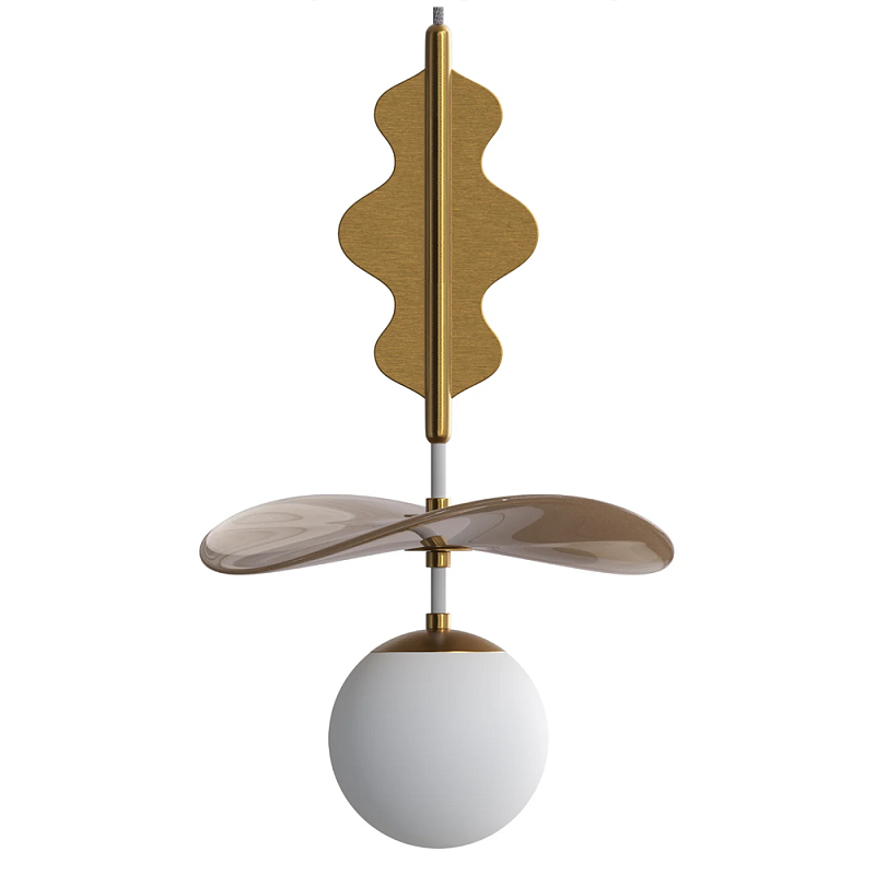 Подвес Bloomy 3 Бежевый Белый Латунь в Омске | Loft Concept 