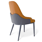 Стул оранжевый с высокой спинкой из искуственной кожи на серых металлических ножках Enigma Orange варинант исполнения - 2 | Loft Concept в Омске