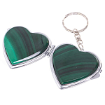 Зеркало брелок складное двухстороннее в форме сердца из натурального камня Малахит Stone Mirrors варинант исполнения - 2 | Loft Concept в Омске