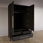 Шкаф платяной Primo с выдвижными ящиками шпон Темный орех варинант исполнения - 4 | Loft Concept в Омске