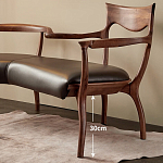 Кушетка с деревянным каркасом и сиденьем из коричневой натуральной кожи Moon Walnut Furniture варинант исполнения - 4 | Loft Concept в Омске