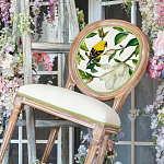 Стул бежевый из натурального бука с изображением птиц и цветов Blooming Birds варинант исполнения - 3 | Loft Concept в Омске