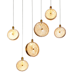 Подвесной светильник с плафонами из рельефного стекла Peony Glass Bronze Six варинант исполнения - 1 | Loft Concept в Омске