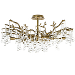 Потолочная люстра в виде ветвей деревьев золотого цвета с прозрачными подвесками-каплями Droplet Chandelier варинант исполнения - 1 | Loft Concept в Омске