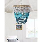 Круглая многоярусная люстра с подвесками в виде круглых бусин Wooden Beads Turquoise Chandelier варинант исполнения - 2 | Loft Concept в Омске