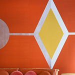 Обои ручная роспись Chez Nina by India Mahdavi Lantana colourway on Arancio dyed silk варинант исполнения - 3 | Loft Concept в Омске