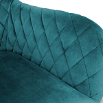 Барный стул со спинкой и подлокотниками на 4-х деревянных ножках Douglas Rhombus Бирюзовый Велюр варинант исполнения - 2 | Loft Concept в Омске