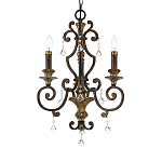 Люстра с подвесками из прозрачного стекла на кованом каркасе бронзового цвета в классическом стиле Quoizel варинант исполнения - 11 | Loft Concept в Омске