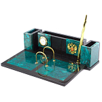 Настольный письменный набор из змеевика с часами и календарницей Successful Leader варинант исполнения - 2 | Loft Concept в Омске