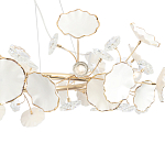 Люстра круглая с белыми лепестками из керамики и прозрачными хрустальными цветками Диаметр 82 см Wintery flovers варинант исполнения - 4 | Loft Concept в Омске