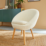 Кресло на деревянных ножках с обивкой из ткани букле Aldo Boucle Armchair варинант исполнения - 7 | Loft Concept в Омске