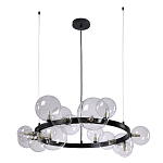 Люстра круглая подвесная с 15-ю прозрачными шарообразными плафонами из стекла Iona chandelier варинант исполнения - 6 | Loft Concept в Омске