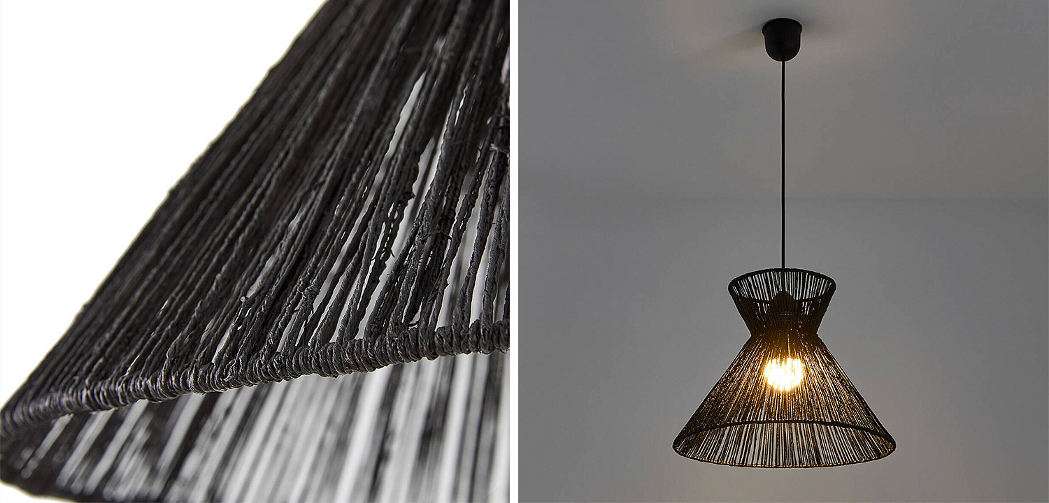 Подвесной светильник Signe Wicker Hemp Black Horn Подвесной светильник Signe Wicker Hemp Black Horn - Loft-Concept в Омске