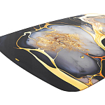 Обеденный стол с прямоугольной черно-золотой столешницей из стекла на 4-х металлических ножках Gold and Black Marble варинант исполнения - 4 | Loft Concept в Омске