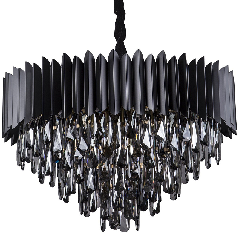 Люстра с хрустальными подвесками Blake Metal Crystal Chandelier Черный матовый Стекло Смок Бронза Люстра с хрустальными подвесками Blake Metal Crystal Chandelier Черный матовый Стекло Смок Бронза в Омске | Loft Concept