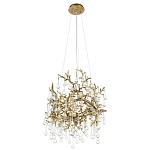 Подвесная люстра в виде ветвей деревьев золотого цвета с прозрачными подвесками-каплями 8 и 14 ламп Droplet Chandelier варинант исполнения - 4 | Loft Concept в Омске