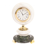 Часы настольные бронзовые из натуральных камней Мрамор и Змеевик Stone Clock варинант исполнения - 7 | Loft Concept в Омске