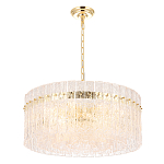 Люстра подвесная круглая с прозрачными рельефными стеклянными вставками и золотым основанием Textured Glass Chandelier варинант исполнения - 3 | Loft Concept в Омске