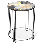 Стол журнальный круглый со столешницей из стекла Gold and Black Marble варинант исполнения - 1 | Loft Concept в Омске