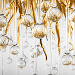 Люстра подвесная с прозрачными стеклянными подвесками в форме капель Диаметр 80 см Droplet Chandelier варинант исполнения - 16 | Loft Concept в Омске