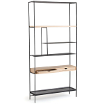 Металлический стеллаж с деревянными полками и ящиками Menzie Metal Wood Rack варинант исполнения - 2 | Loft Concept в Омске