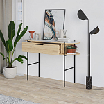 Консоль напольная деревянная с выдвижным ящиком и 2-мя полками со столешницей цвета белый мрамор OTIS CONSOLE OAK варинант исполнения - 2 | Loft Concept в Омске