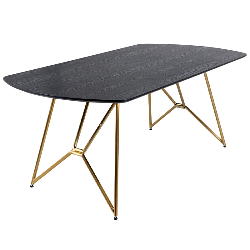 Обеденный стол на металлических ножках Ward Brass Dining Table Черный Латунь Обеденный стол на металлических ножках Ward Brass Dining Table Черный Латунь в Омске | Loft Concept