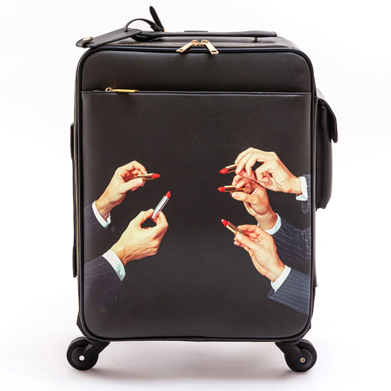 Чемодан дорожный SELETTI Travel Kit Trolley Lipstick Black Черный Мульти в Омске | Loft Concept 