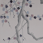 Обои ручная роспись Plum Blossom Special Colourway on Lilac Hint dyed silk варинант исполнения - 3 | Loft Concept в Омске