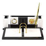 Настольный письменный набор из белого мрамора и змеевика Marble Accessory варинант исполнения - 1 | Loft Concept в Омске