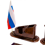 Настольный письменный набор с часами из природного камня обсидиана  Contract Extended варинант исполнения - 3 | Loft Concept в Омске