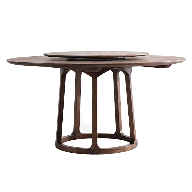 Стол обеденный круглый с поворотной столешницей Walnut Wood Table Орех Стол обеденный круглый с поворотной столешницей Walnut Wood Table Орех в Омске | Loft Concept