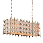 Люстра овальной формы с фактурным серебряным каркасом и тканевым абажуром Silver Honeycomb варинант исполнения - 1 | Loft Concept в Омске