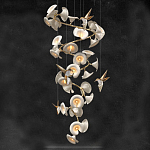 Люстра каскадная из белых цветов каллы и птичек Refined Taste of Light варинант исполнения - 1 | Loft Concept в Омске