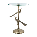 Столик с круглой стеклянной столешницей и корпусом в виде двух павлинов на ветке Table Two Peacocks варинант исполнения - 4 | Loft Concept в Омске