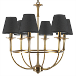 Люстра на металлическом основании бронзового цвета с 6-ю черными конусовидными абажурами Dignity варинант исполнения - 6 | Loft Concept в Омске