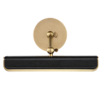 Светильник для картин цвет винтажная латунь с прямоугольным плафоном из кожи черного цвета Alora варинант исполнения - 3 | Loft Concept в Омске