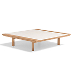 Дизайнерский кофейный стол из дерева с керамической столешницей уличный SWAY Coffee Table варинант исполнения - 6 | Loft Concept в Омске