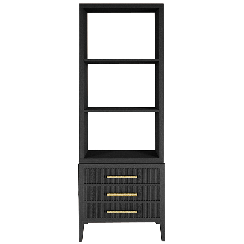 Этажерка Primo с ящиками шпон Черный дуб Черный Золотой в Омске | Loft Concept 